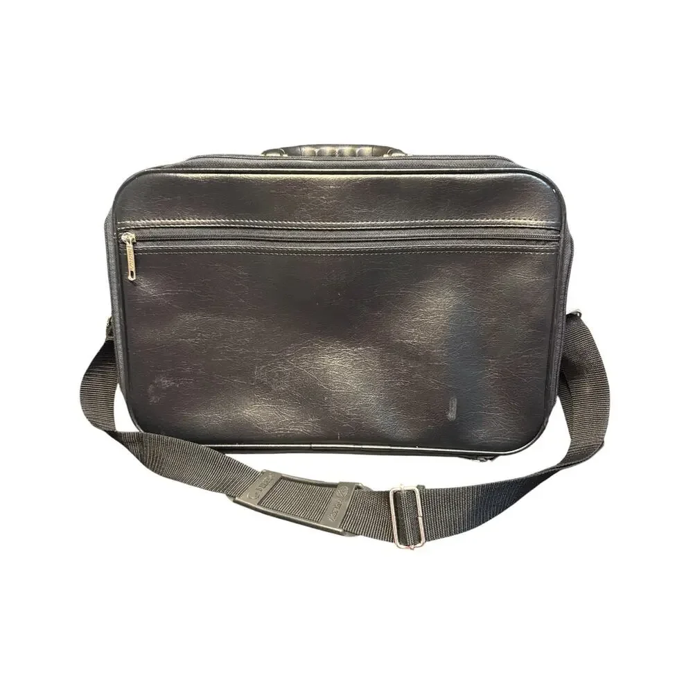 Vintage GOLDPFEIL Black Leatherette Faux Leather- Vinyl Construction Laptop Bag